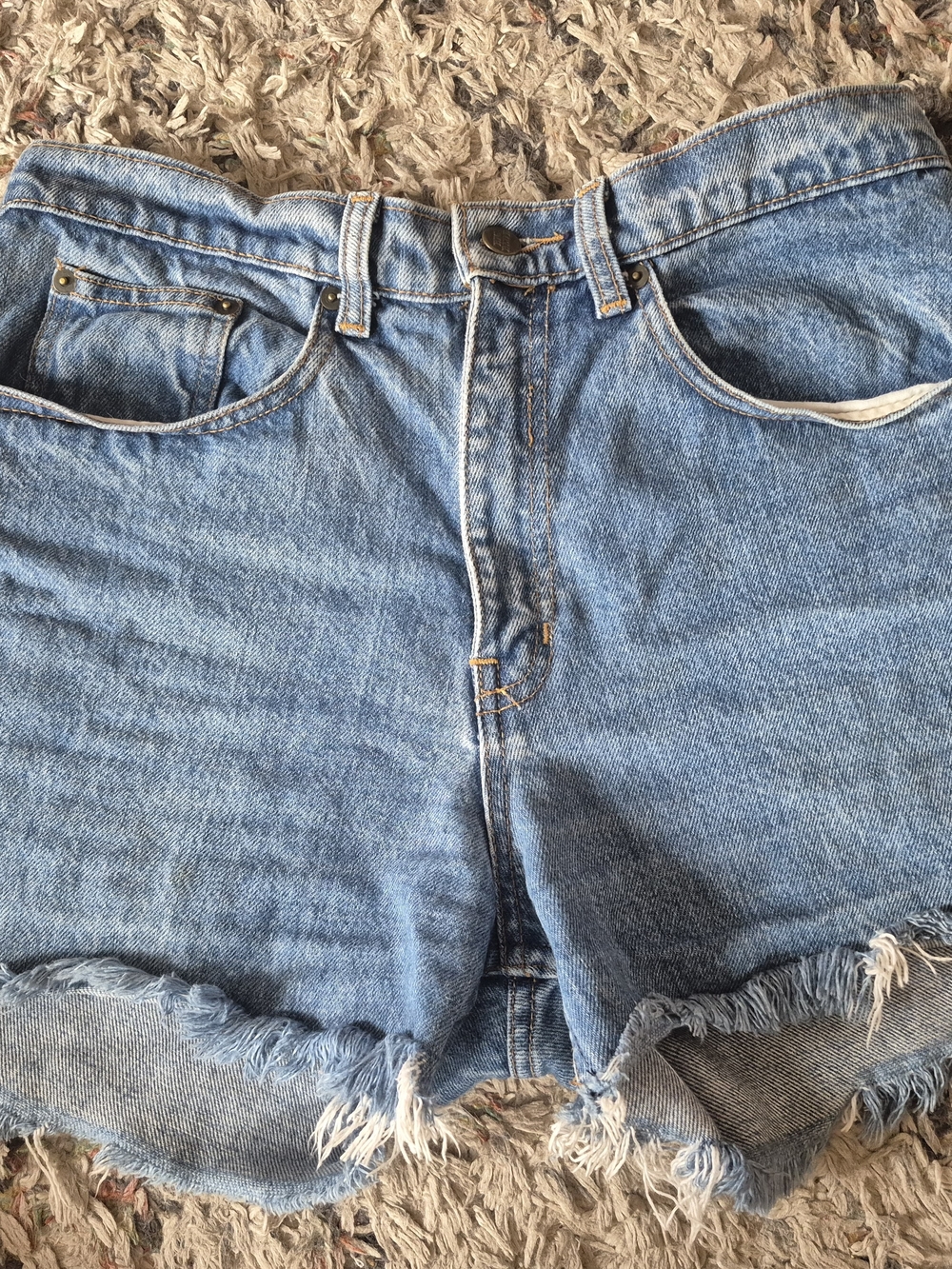 High-Rise Light Big Blue Denim Cutoff Shorts